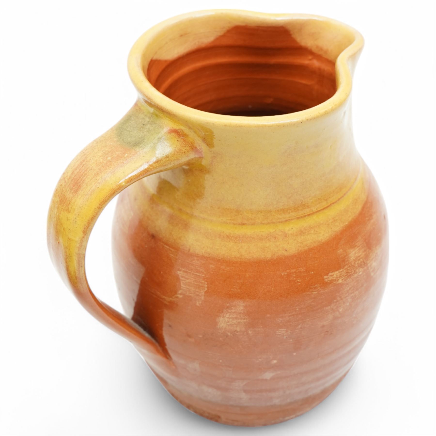Peter Dick for Coxwold Pottery stoneware teapot decorated with flower heads, Coxwold Pottery mug and a Thornton Pottery jug