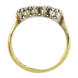 Gold five stone diamond ring, stamped 18ct