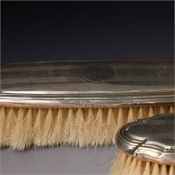 Five piece engine turned silver backed dressing table set Birmingham 1923/24 Maker Docker & Burn Ltd