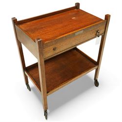 Suite of Kings Pattern plated cutlery for eight covers, in an oak cutlery trolley, and another canteen, trolley H78cm W64cm