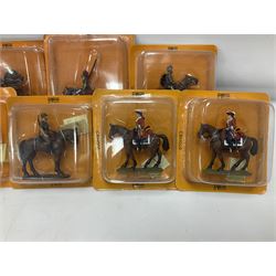 Nineteen Del Prado metal soldiers and one Cannon Barrel from periodical issues for Battle of Blenheim, Crimea, American Civil War etc; all in unopened blister packs, some duplicates