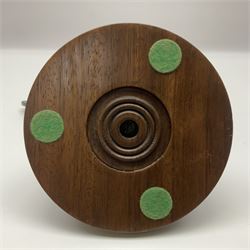 WW2 German cast white metal desk ornament/paperweight as the eagle insignia on later turned mahogany plinth H22cm