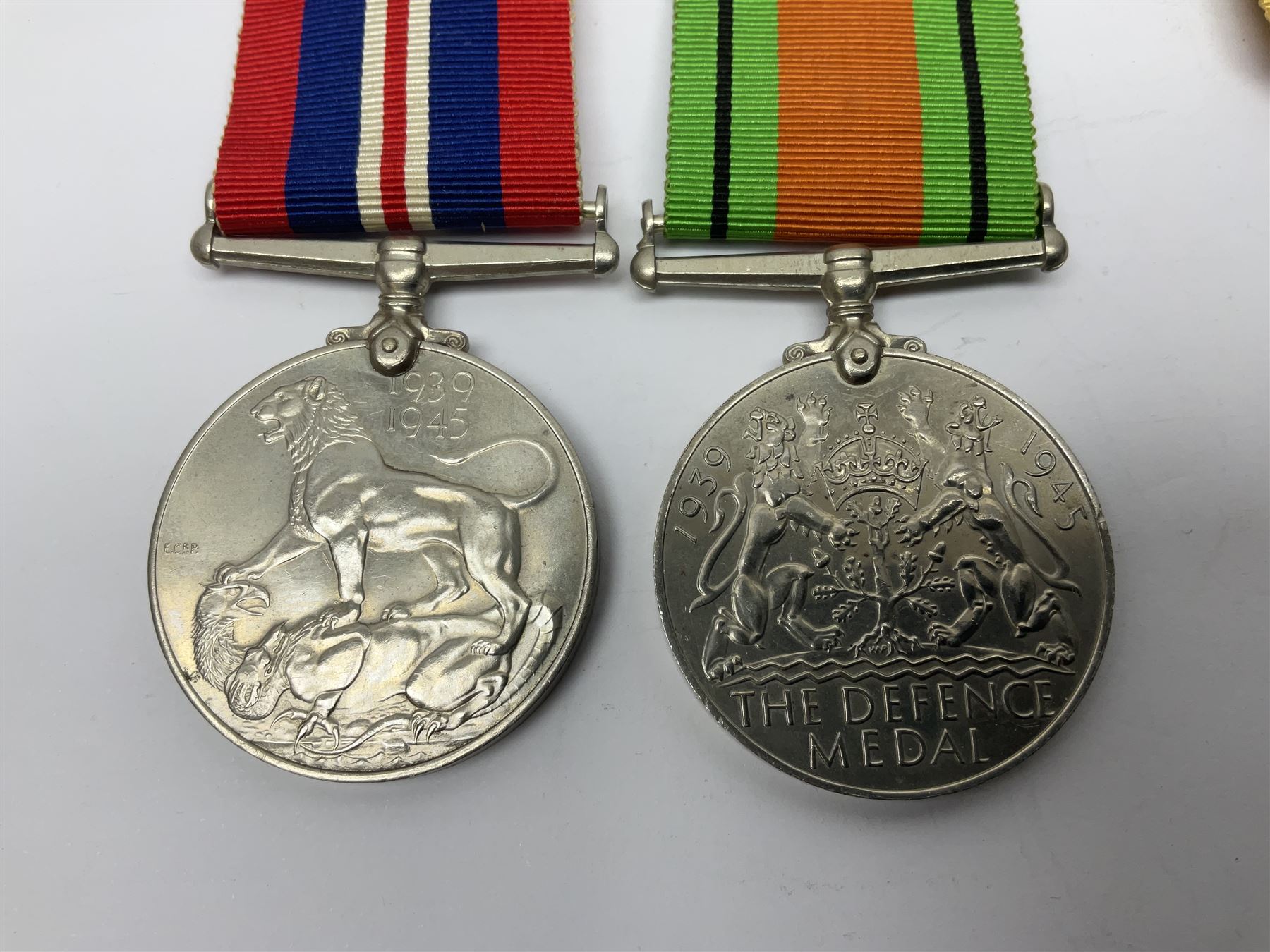Group of five WWII medals comprising 1939-45 War Medal, Defence Medal and Italy, Africa and 1939-45 Stars; all with ribbons (5)