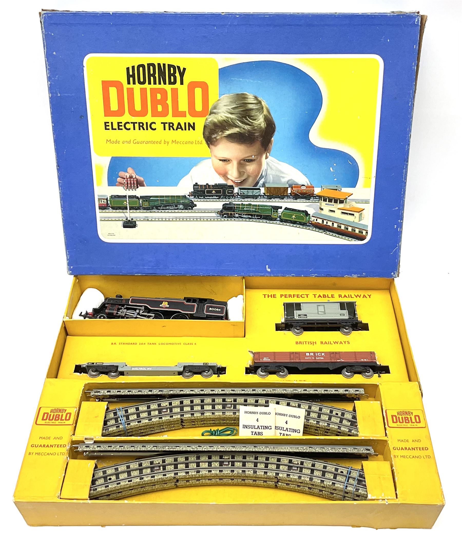 Hornby Dublo three rail EDG18 Tank Goods Train set with BR black 4MT Standard 2 6