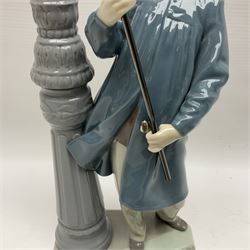 Five Lladro figures, including The Lamp Lighter no 5205,  Girl and Kittens no 6102, Cat no 5113 etc