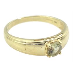 9ct gold single stone green amethyst ring, hallmarked