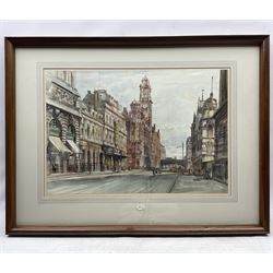 Allan Peel Tankard (British 1897-1964): London Street Scenes, set of three ink and watercolours signed and dated 1953, in matching frames, max 37cm x 55cm (3)