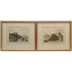 By and after William Daniell RA (British 1769-1837): 'Aros Castle Isle of Mull' and 'Culzean Castle Ayrshire', pair aquatints with hand colouring from Daniell's 'Voyage around Great Britain' pub. 1825, 20cm x 28cm (2)