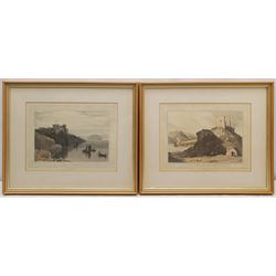 By and after William Daniell RA (British 1769-1837): 'Aros Castle Isle of Mull' and 'Culzean Castle Ayrshire', pair aquatints with hand colouring from Daniell's 'Voyage around Great Britain' pub. 1825, 20cm x 28cm (2)