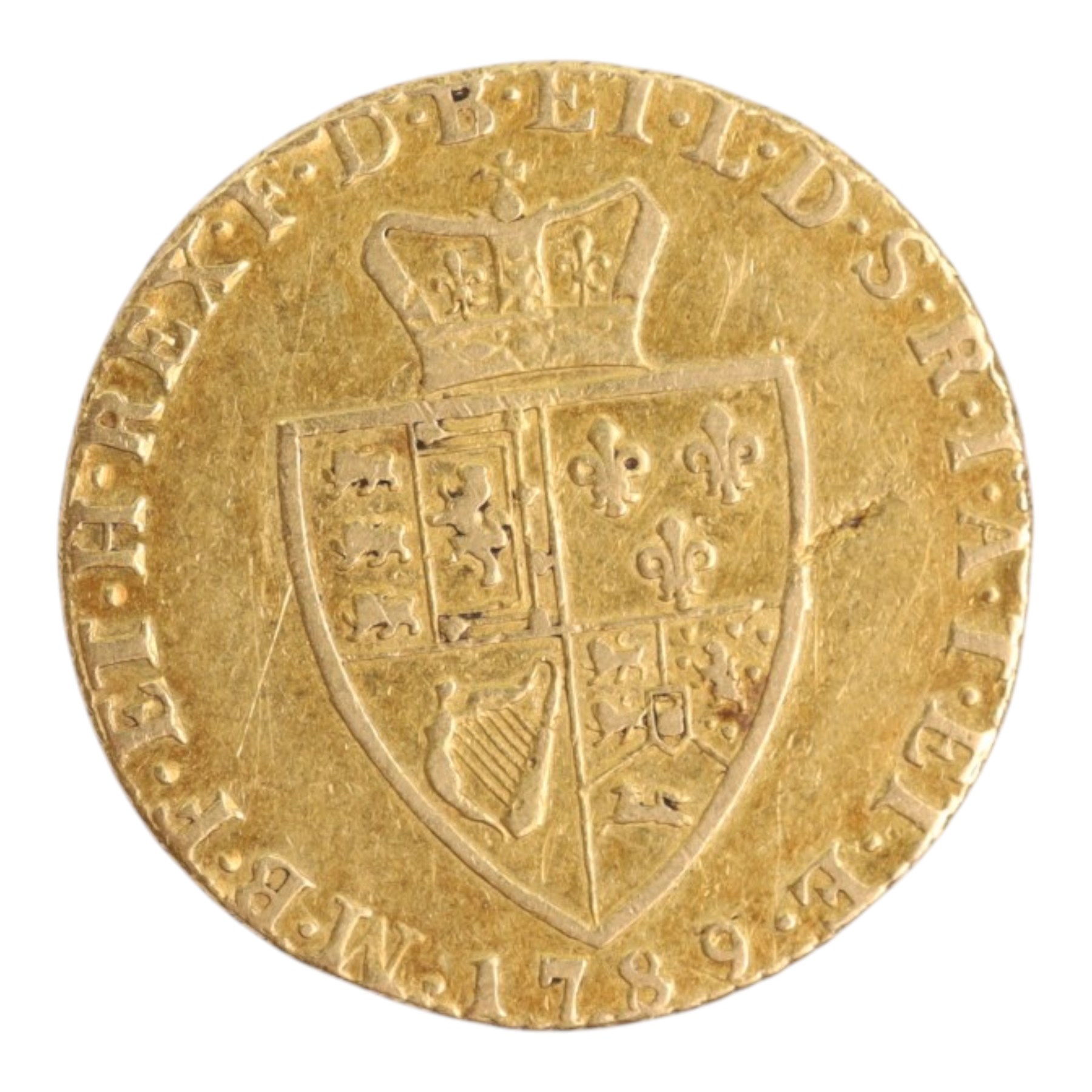  George III 1789 gold 'spade' one guinea coin