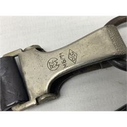 WW2 German Army Prinz Eugen Pattern Officers Dress Sword by Carl Eickhorn, the 80.5cm slightly curving fullered blade with makers name to the ricasso, gilt brass hilt with eagle to the cross-piece and relief of oakleaves to the ferrule, Prinz Eugen style down winged eagle to the pommel of the backstrap; grip retains the original wire binding; in original black painted scabbard with single hanging ring, leather hanger marked 'RZM M5/71 OLC' and silvered knot L97cm overall