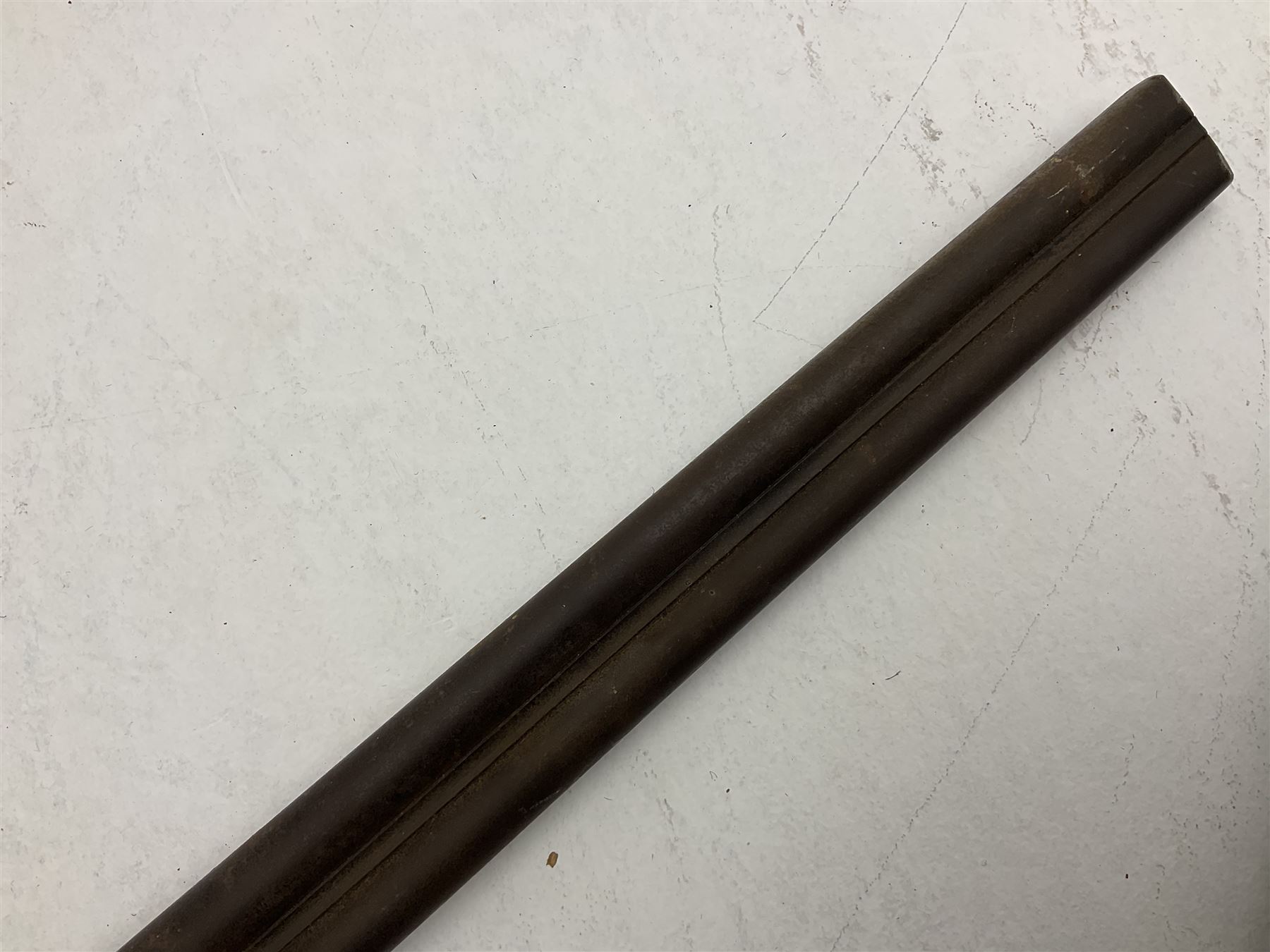 WW1 Lee Enfield SMLE .303 bolt action rifle with 63.5cm barrel and magazine; No.20934; L112cm overall; home deactivated by welding down bolt and end of barrel so requires re-deactivation to modern standards; and 19th century 12-bore double barrel hammer shotgun with 65cm cut-down barrels, non-rebounding hammers and under-lever opening, the lock-plate indistinctly inscribed G.T. Bartrant(?) L75cm overall; home deactivated by welding both barrels closed at breech so requires re-deactivation to modern standards (2) RFD ONLY 