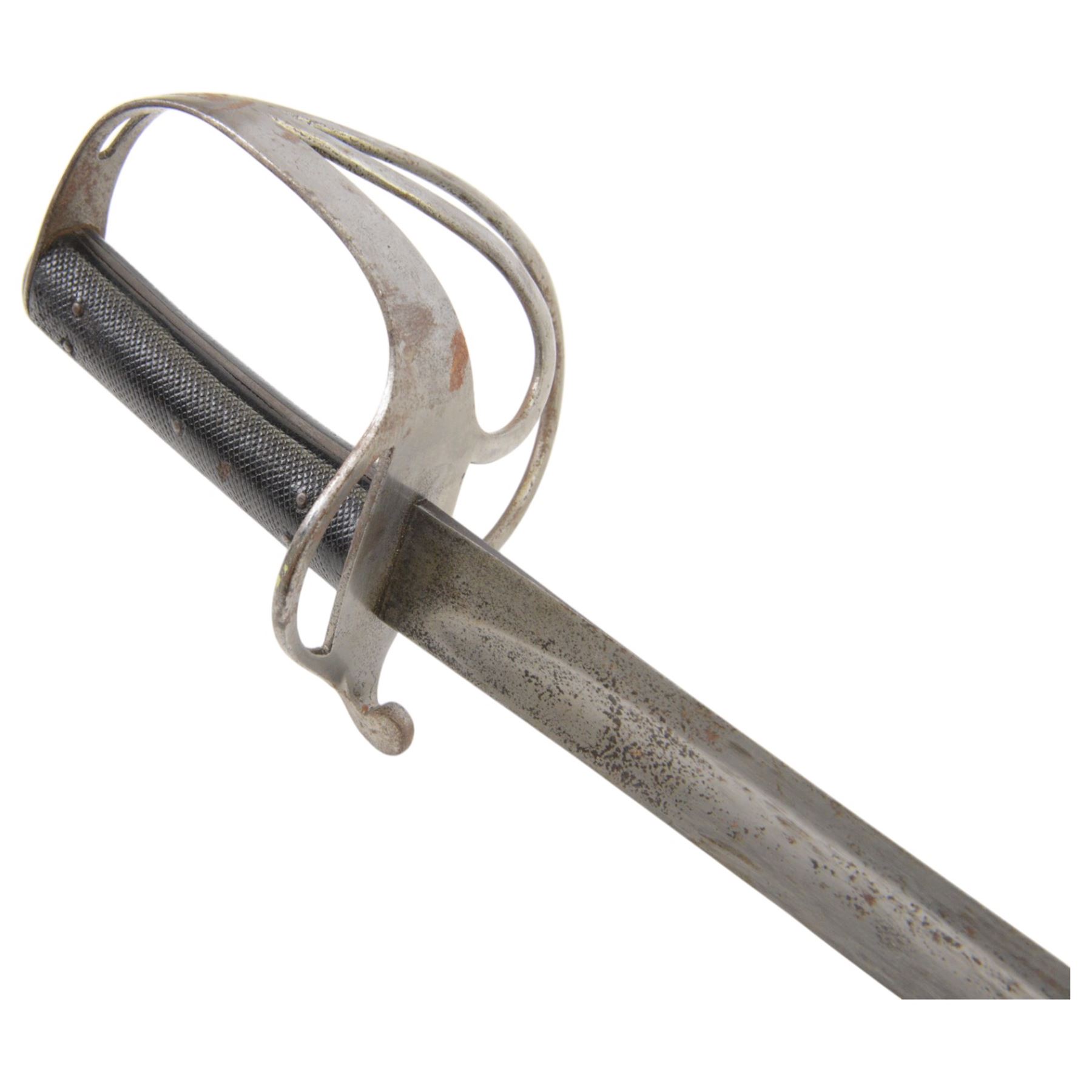 WWI Artillery Officer's sword, with 89cm steel single edge blade, chequered grip, overall L103cm 