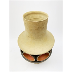 Delan Cookson (British1937): Large stoneware vase  of stylized form, H43cm impressed seal 