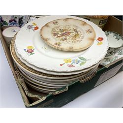 Large quantity of Victorian and later ceramics to include Spode Velamour twin handled vase, Bavaria Schumann Arzberg large circular stand and vase, Beswick Ware,  Spode, blue and white, Hanley and G Meakin, tea wares, figures, West German vase etc in six boxes