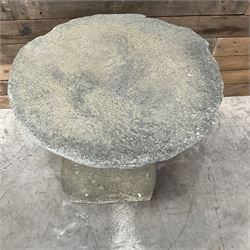 Cast stone two piece garden staddle stone mushroom