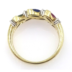  Gold stone set leaf design ring, hallmarked 9ct  