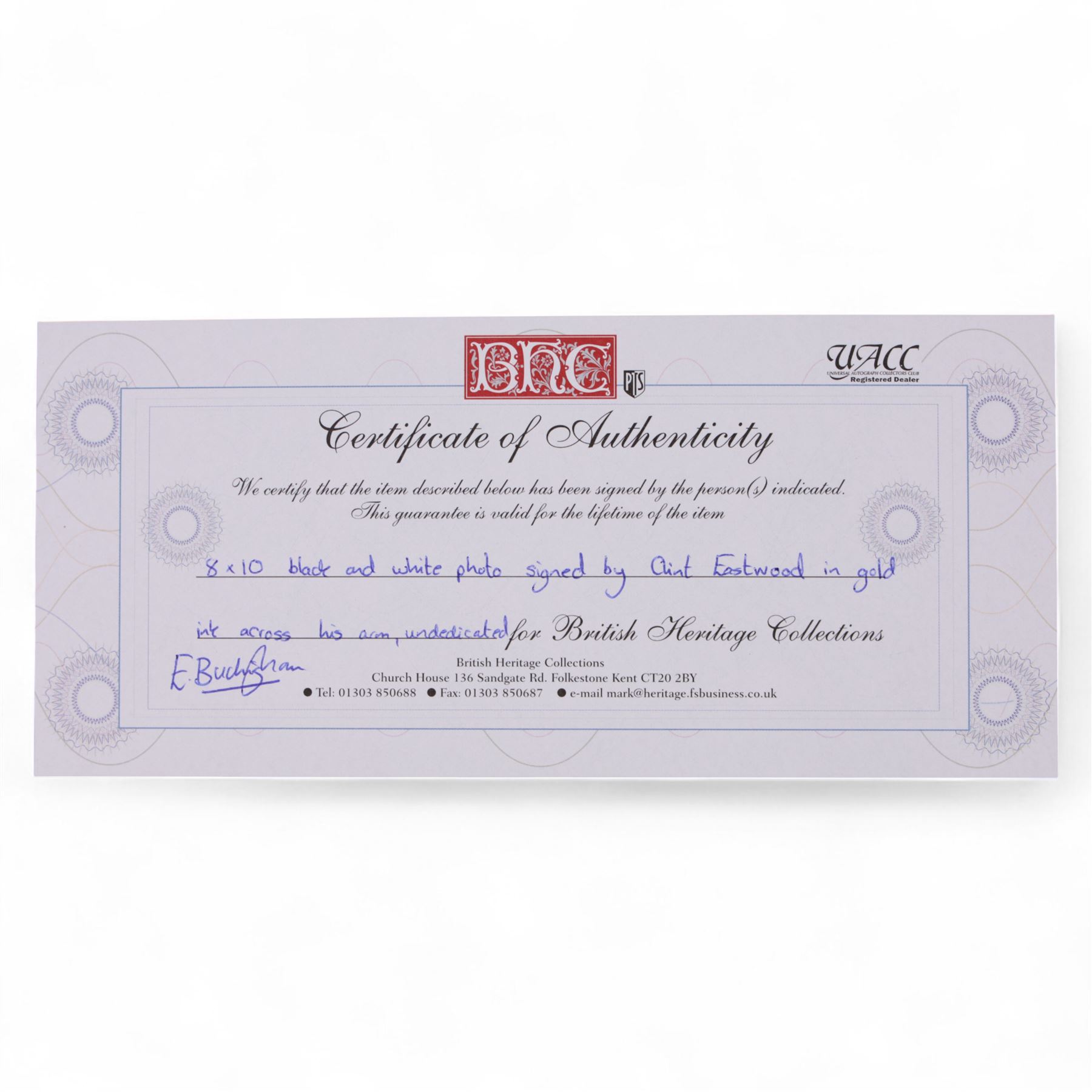 Clint Eastwood signed 10 x 8