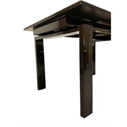 Casabella Dolce Vita black gloss and glass extending dining table, rectangular, and set six chairs black and white dining chairs