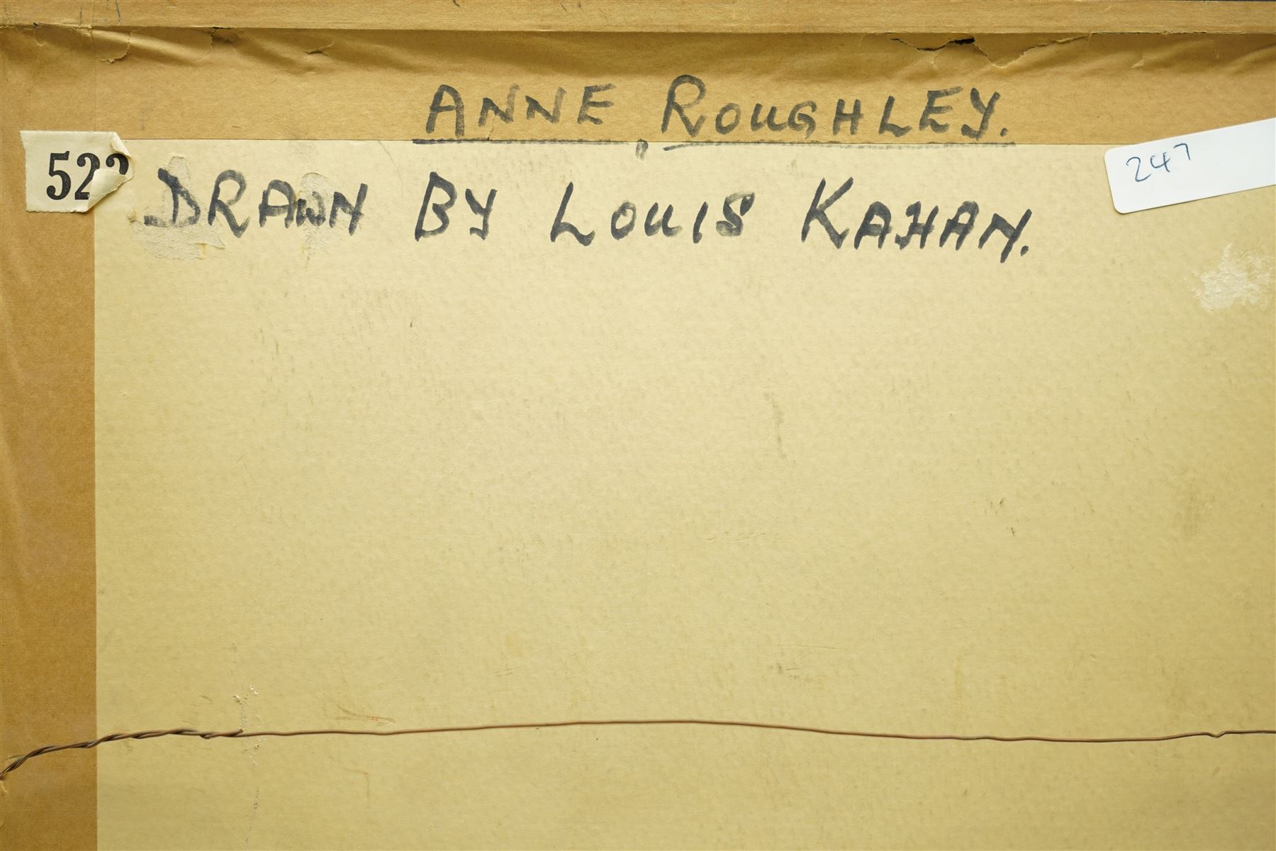 Louis Kahan (Australian 1905-2002): Portrait of Ann Roughly, pen and ink sketch signed and inscribed 49cm x 37cm