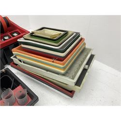 Jobo Colorprocessor CPA 2  fitted with a JoboDrum 2830 drum, DrumModul 2870, three plastic cylinders and six chemistry storage bottles, Jobo Colorprocessor CPA 2, fitted with JoboDrum 4531, four plastic cylinders and 4 chemical storage bottles, and nineteen development trays of various sizes, all untested