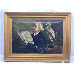 Cecil Ross Wheatley (British 1892-1967): The Lawyer's Bill, oil on canvas signed and dated 1912, label verso 50cm x 75cm