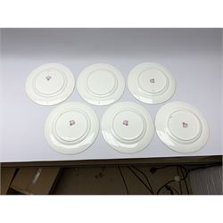 19th century Minton dessert service, comprising four comports, one tazza, and twelve plates, each hand painted with birds perched upon branches, and further detailed with insects and heightened in gilt, with printed retailers mark beneath for John Mortlock Oxford Street London, and impressed Minton mark to most, comport H13.5cm, plates D23.5cm. 
