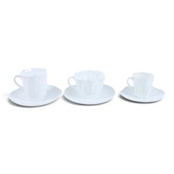 Shelley Dainty White pattern tea service, including teapot, coffee pot, hot water jug, open sucrier, cups and saucers, cake plates etc 