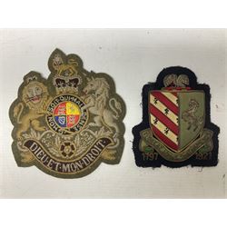 Royal Arms cloth arm adge as worn by Regimental Serjeant-Majors in Foot Guards; naval cap badge; WW2 Commando/Special Forces cloth badges; Home Guard and LDV shoulder titles; and other cloth badges including armoured division, 45th and 77th division, 52nd Lowland Mountain division etc; and 24th Infantry Brigade airmobile pennant