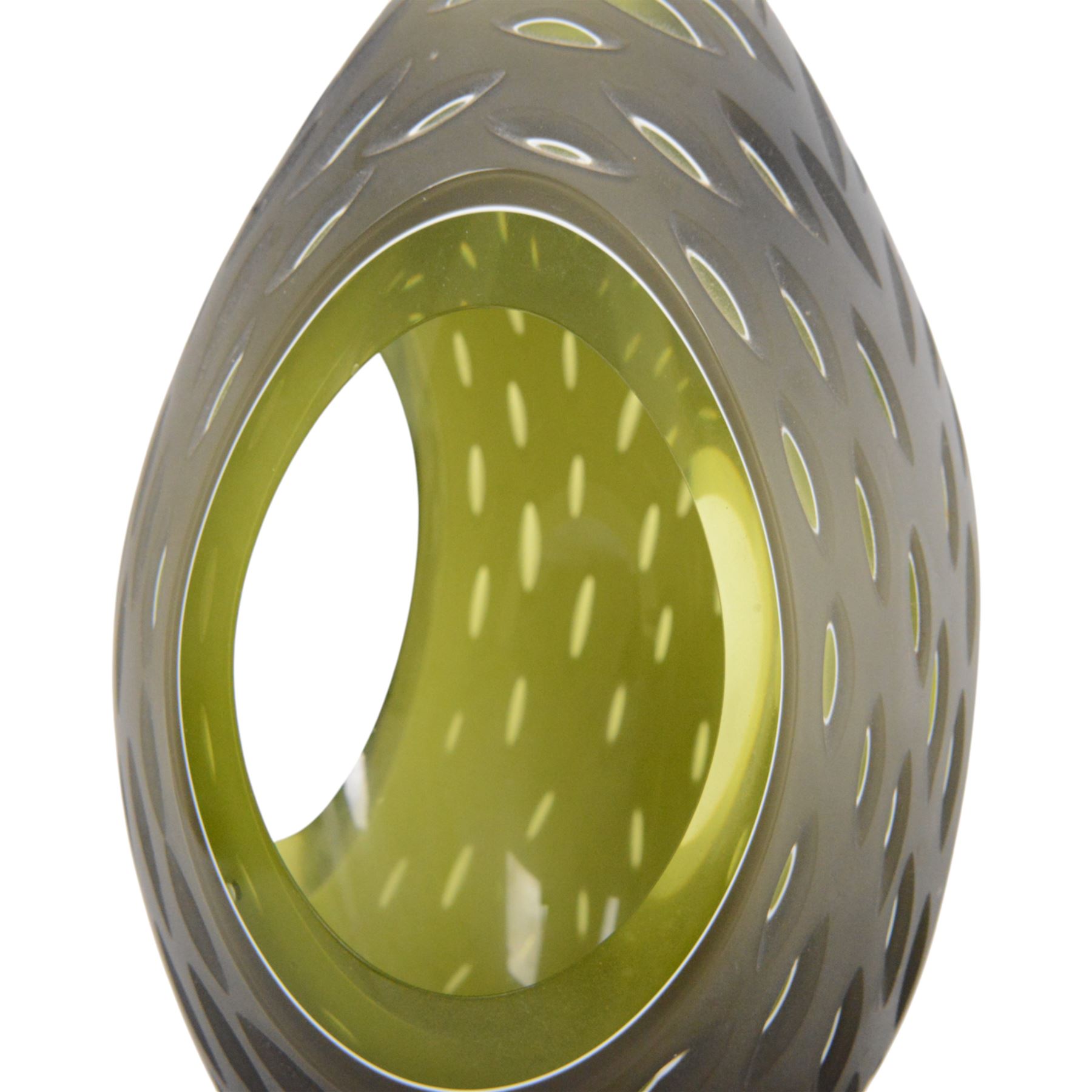 Richie Alli; Diamond cut green glass sculpture, signed to the base, H26cm