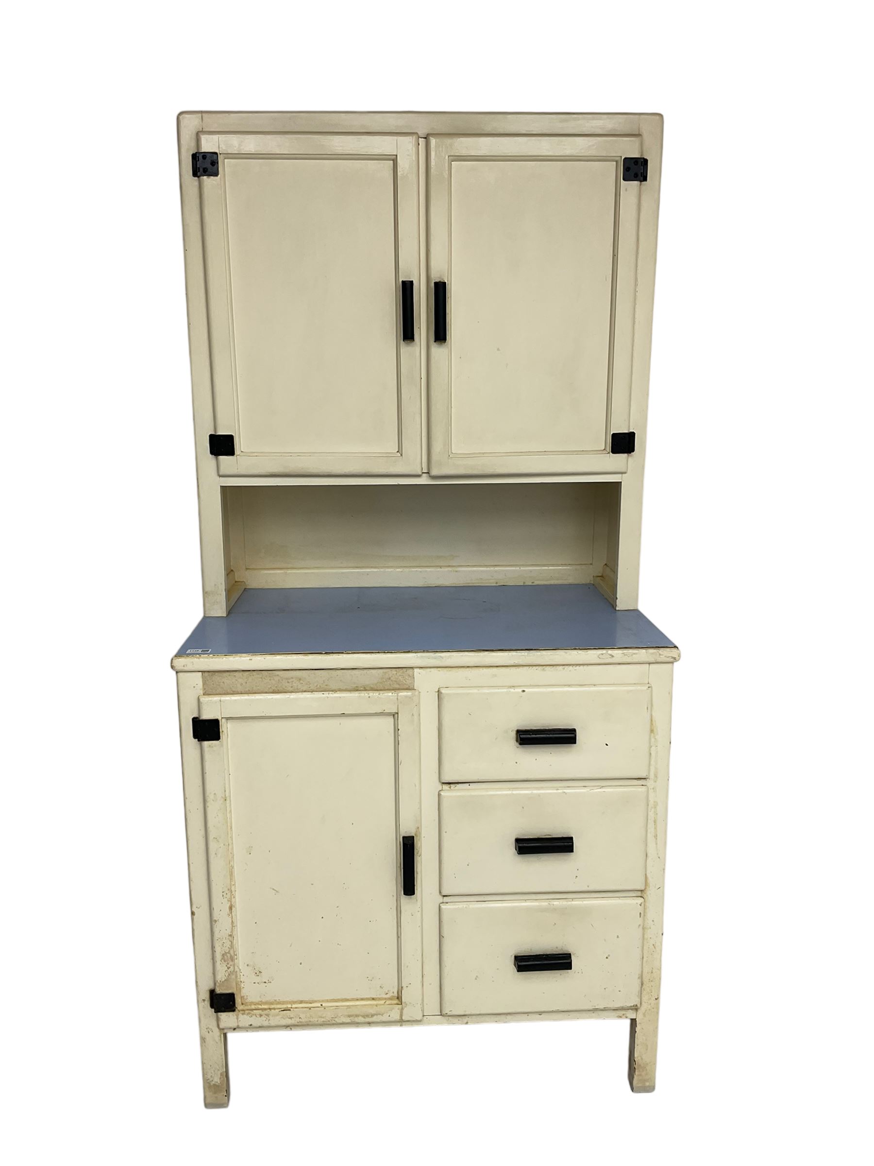 1950s painted kitchen cabinet, and a painted pine two door cupboard