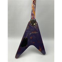 Swirl Guitars 'Flying-V' electric guitar no.109-2020UK with psychedelic purple painted finish L110cm