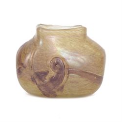 20th century, Studio glass vase, of rectangular form, with swirls on a mottled ground, etc...