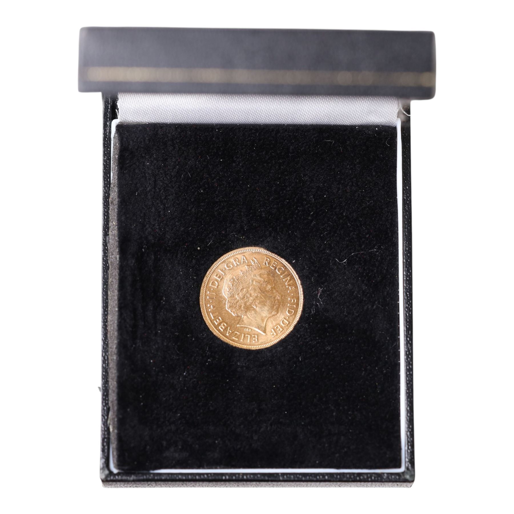 Queen Elizabeth II 2012 'Diamond Jubilee' gold full sovereign coin, retailed by Baird & Co Ltd, cased with certificate