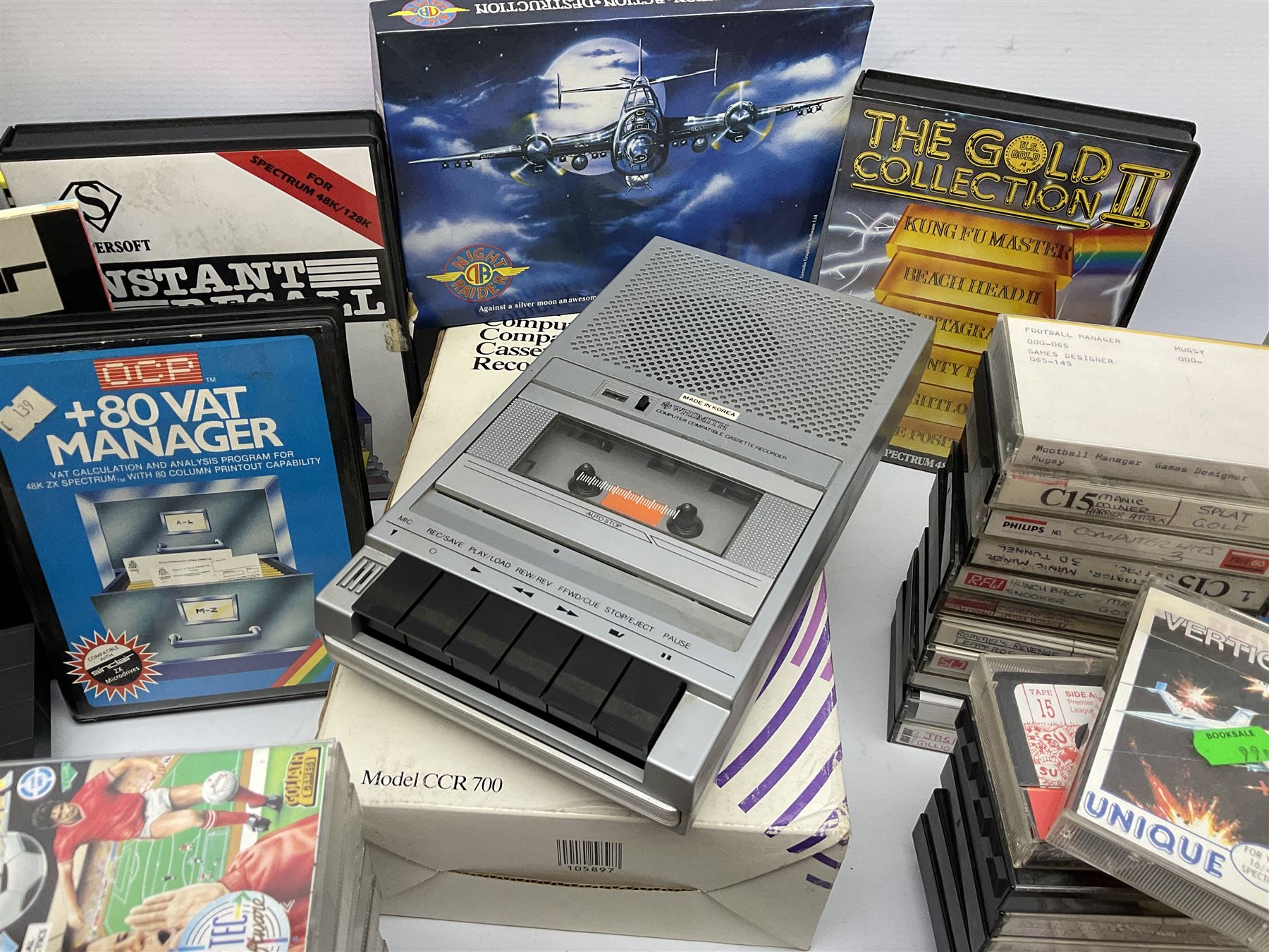 Sinclair ZX Spectrum personal computer with W.H. Smiths cassette recorder,  joy stick and approximately sixty games