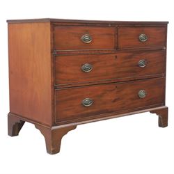 Early 19th century mahogany chest, fitted with short and two long drawers, crossbanded top...