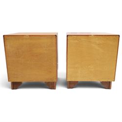 G-Plan - ‘Fresco’ teak pair of bedside cabinets, each with rectangular top over open recess and single drawer with sculpted handle, on plinth base