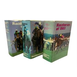 Collection of Timeform Publications Race Horses books, dating between 1970s and 1990s, together with a collection of members badges and other horse racing books