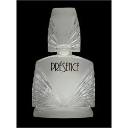 'Presence' by Paul Parquet Art Deco style large display glass perfume bottle factice with stopper, H28cm