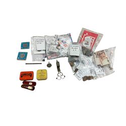 Collection of coins and banknotes, together with other collectables, including candle trim...