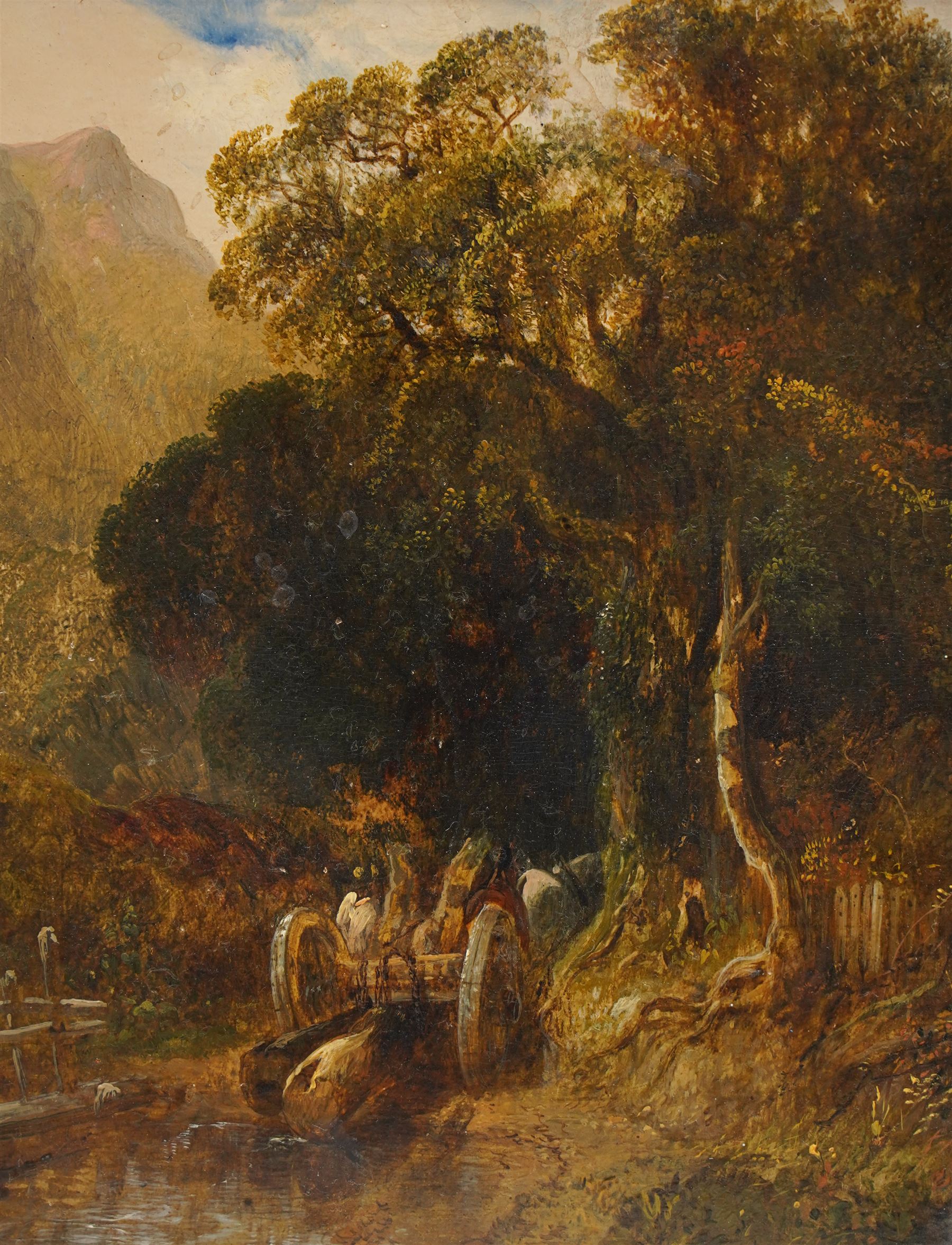 George Cole (British 1810-1883): 'The Logging Team', oil on board possibly signed 25cm x 20cm
