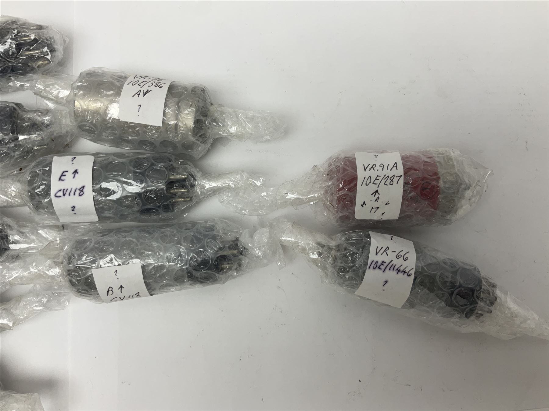 Collection of thermionic radio valves/vacuum tubes, of various makes and models, including PX4, U12, VR65 I0E/II446, PL504, CV1501 etc, approximately 60 as per list, unboxed