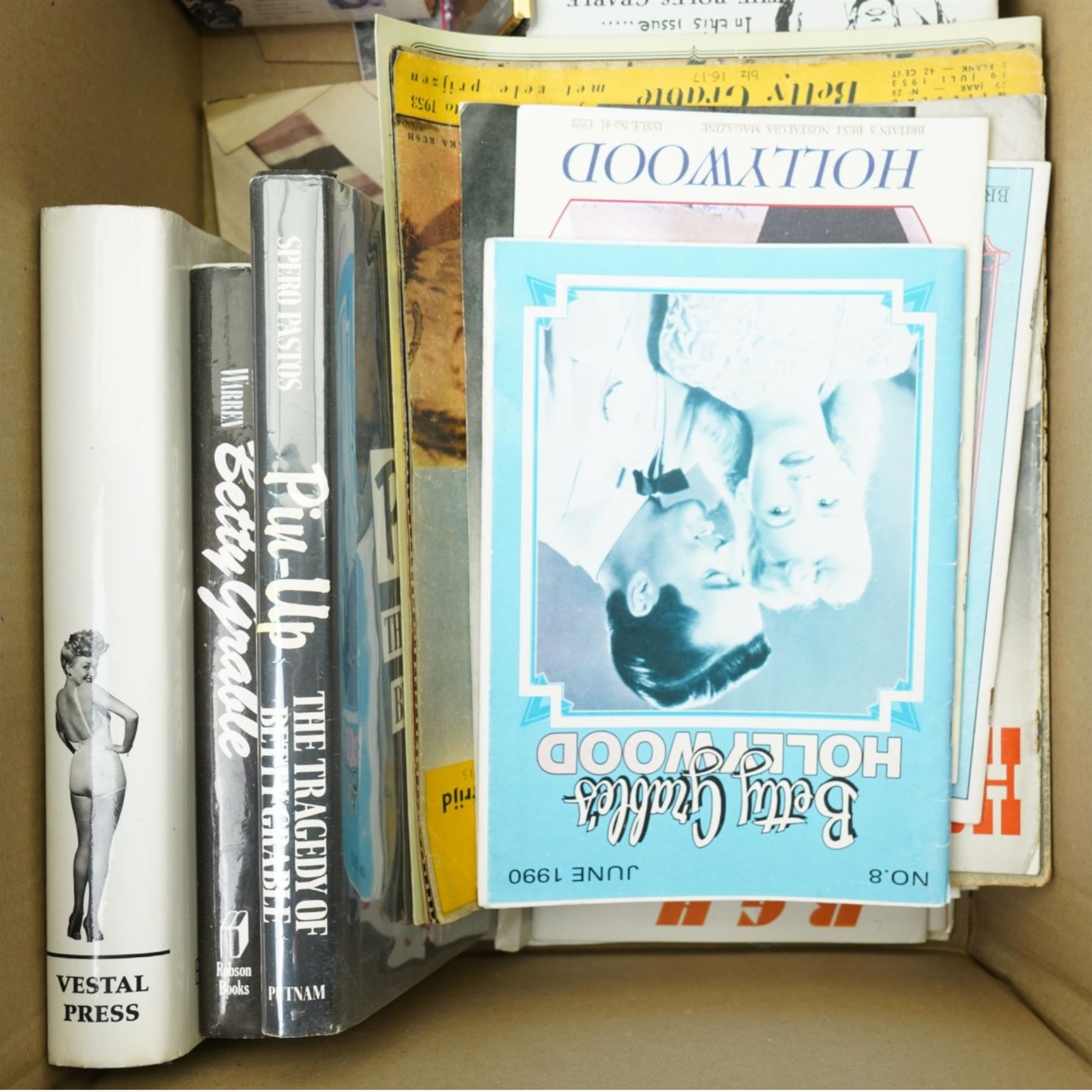 Betty Grable - Limited edition figure of Betty Grable by Modern Icons 458/2500, with magazines, books and other items relating to Betty Gable