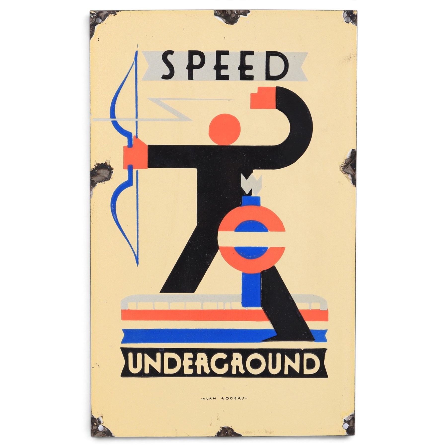 Art Deco style 'Speed Underground' reproduction enamel sign, H41cm