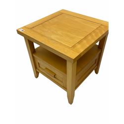 Pair beech bedside tables with drawers 