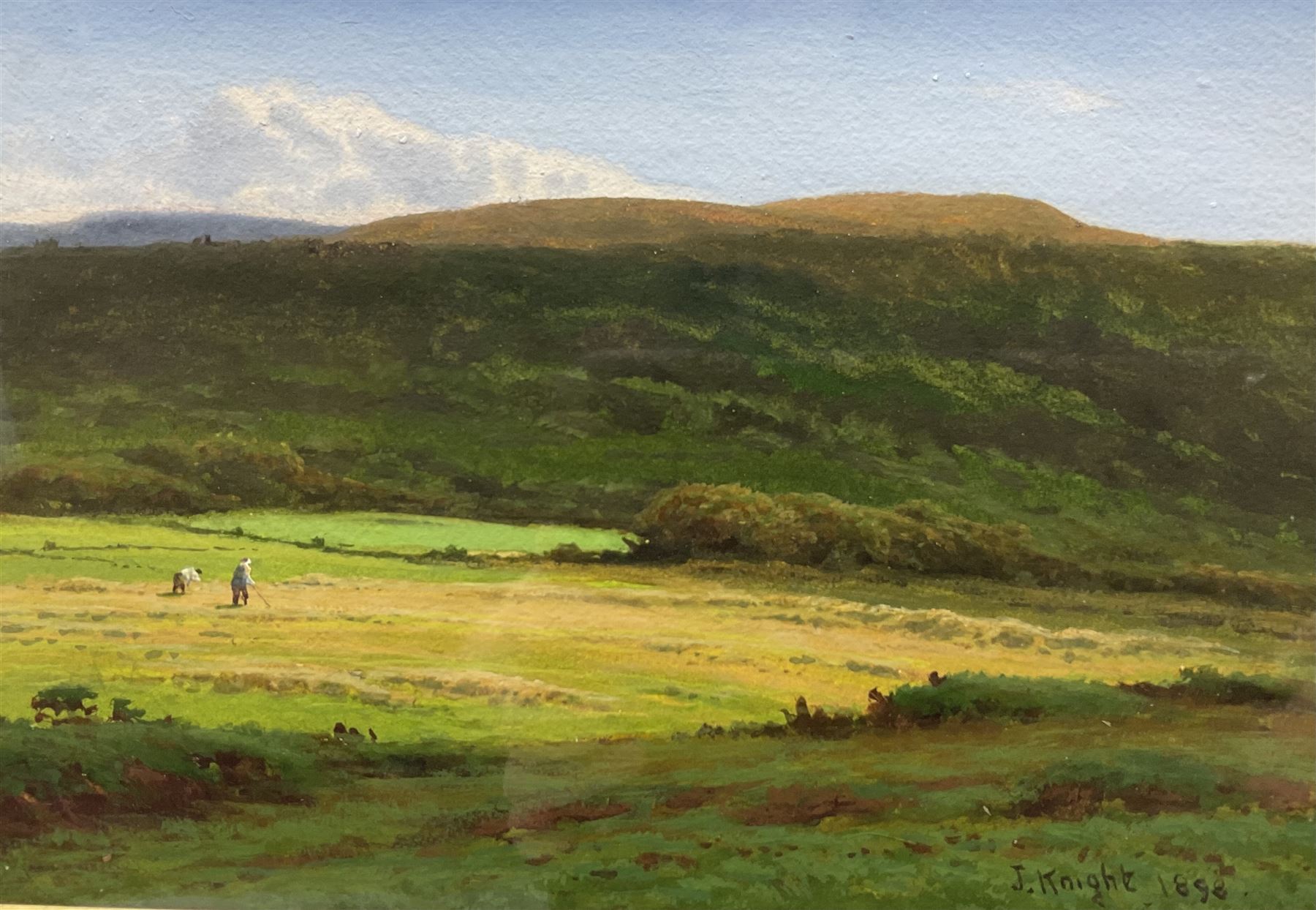 Joseph Knight (British 1837-1909): Working the Land, gouache signed and dated 1898, 17cm x 24cm 