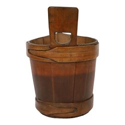 Large 19th century Scottish pine staved and birch bound luggie, overall H34.5cm D25cm