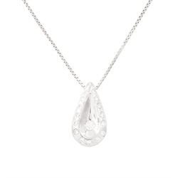 18ct white gold diamond pendant necklace, sixteen round brilliant cut diamonds, rubover se...