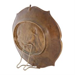 After Charles George Ferville-Suan (French 1847-1925), Art Nouveau bronze dish, of shaped oval form, the centre decorated with a nude female figure reclining amidst waves and holding fish within one hand, in the manner of August Ledru, marked Ferville Suan, W35.5cm
