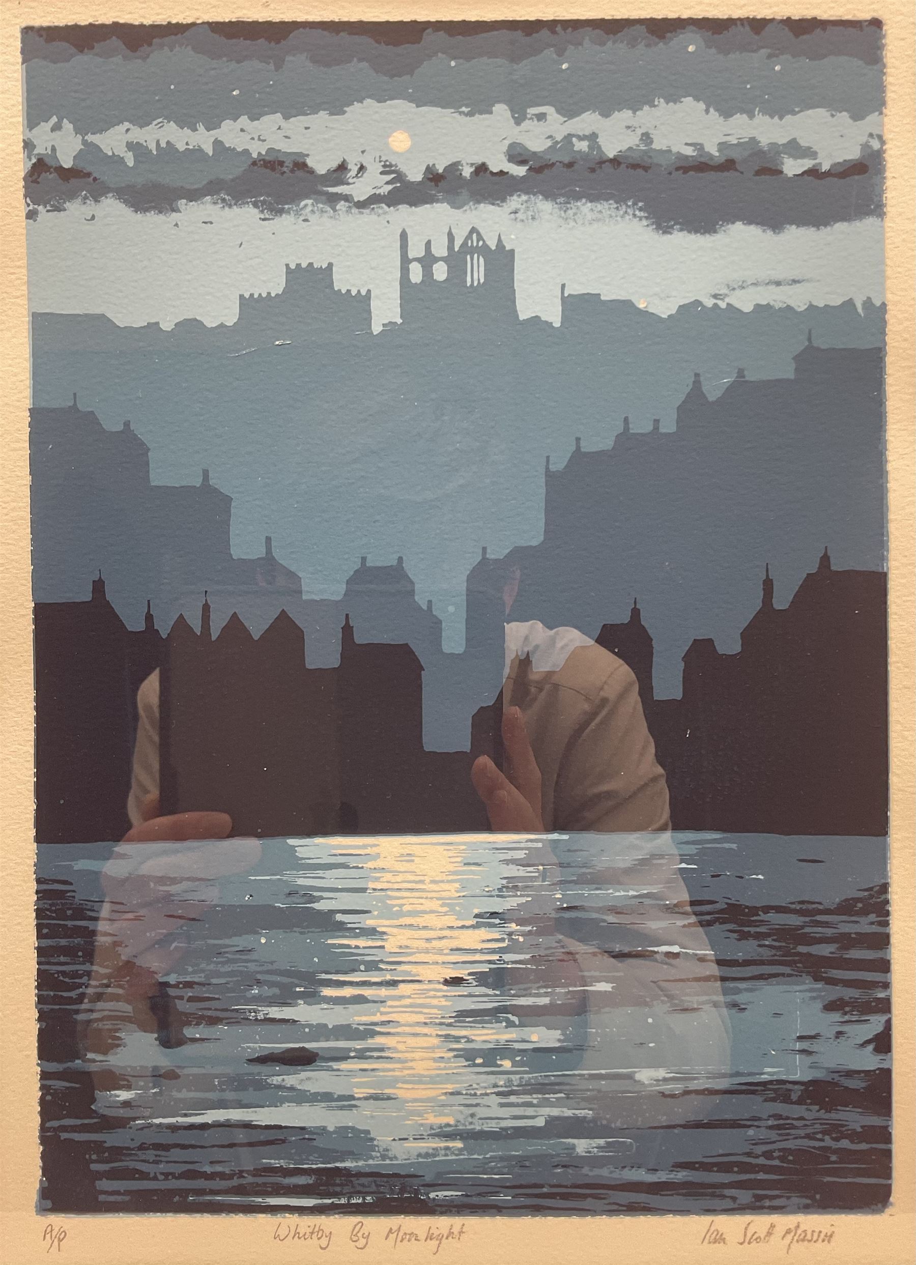 Ian Scott Massie (British 1952 -): 'Whitby by Moonlight', artist's proof screenprint signed and titled 34cm x 24cm 
Provenance: purchased by the vendor from Staithes Gallery in 2021